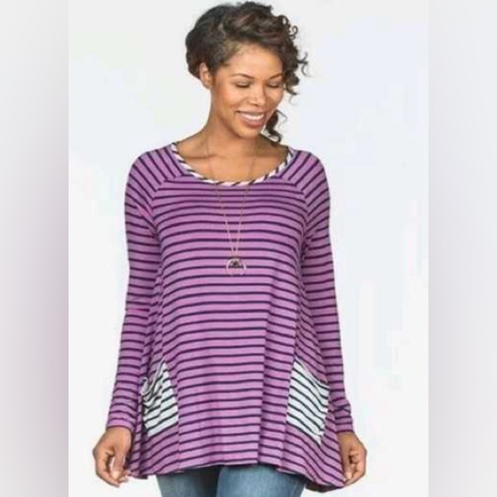 Matilda Jane No imitiations Purple Striped Women's Top